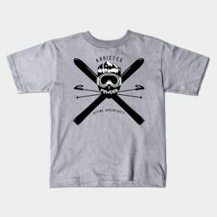 ADDICTED TO POWDER DISTRESSED SKI BADGE Kids T-Shirt